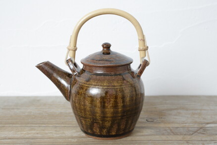 引取限定 信楽焼 八山窯 大型急須 緑釉 置物 オブジェ 店舗ディスプレイ