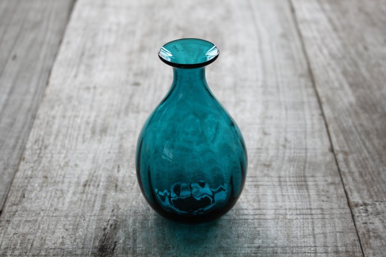 日々の暮らし 倉敷ガラス 小谷栄次 徳利 縦モール 青