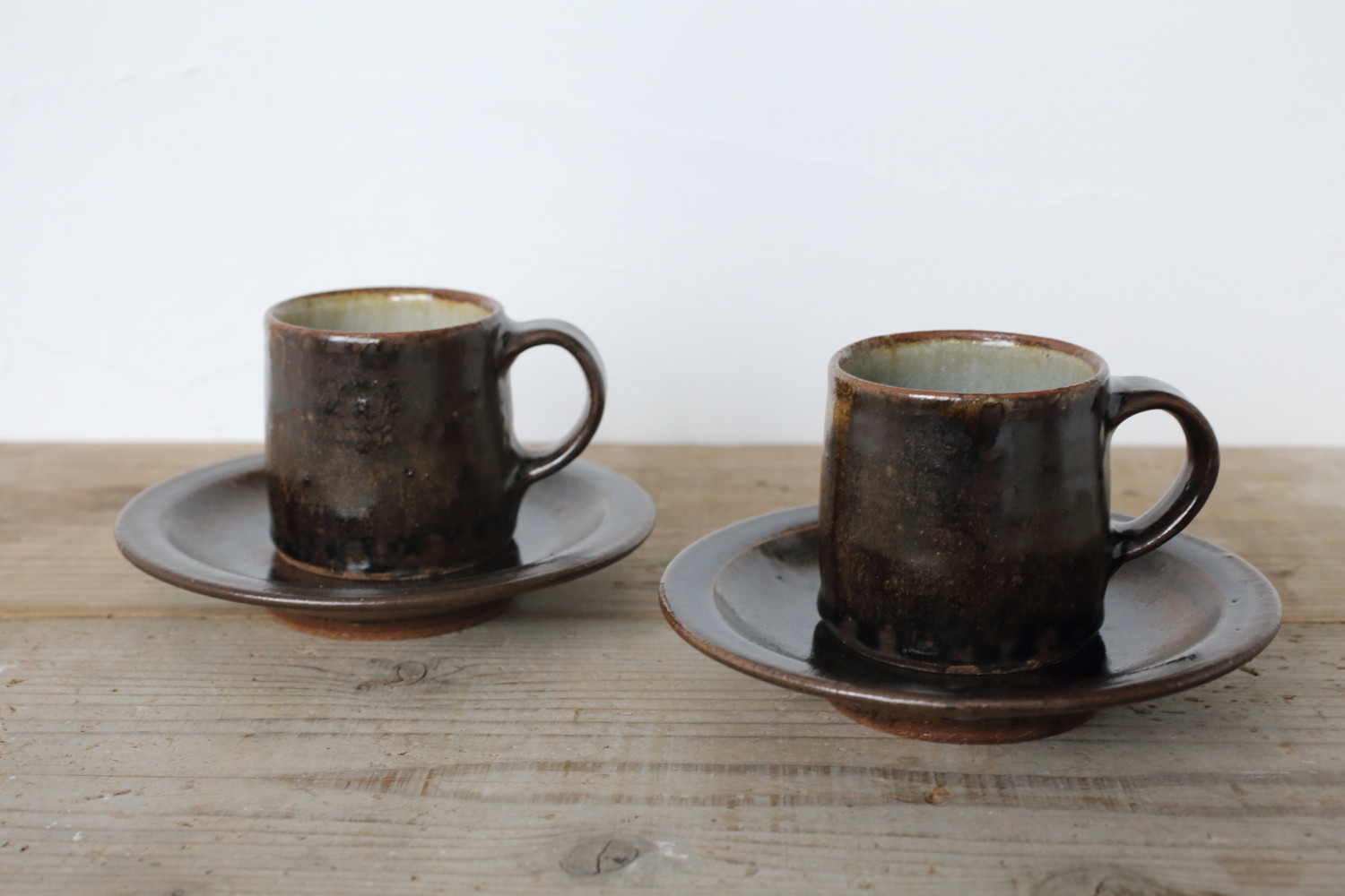平山元康】糠釉胴しぼりコーヒー碗皿